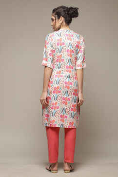 Peach LIVA Straight Kurta image number 4